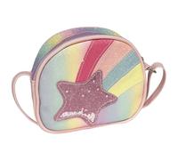AlGuirnex Girls Cross Body Bag Light Pink, Kids Rainbow Star Crossbody Bag, Adjustable Strap Sparkling Shoulder Purse for Girl Children Toddler Teens, 17x15x5cm