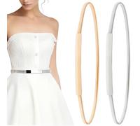 AlGuirnex Gold Silver Elastic Belt for Women, Adjustable Stretch Waist Belt 72-100cm, Ladies Elegant Skinny Metal Cinch Belts for Dresses Skirts Shirt Formal Wear