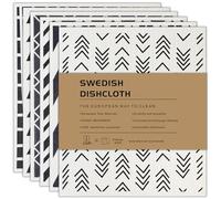 AlGuirnex Swedish Dishcloth Set of 6 - Reusable Dish Cloths 100% Biodegradable & Compostable Sponge Cloths, Food-Safe & Plastic-Free Kitchen Cloth Suitable for Any Surface (Geometric)