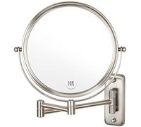 Wall Mounted Makeup Mirror - 10x Magnification 8'' Two-Sided Swivel Extendable Bathroom Mirror Nickel Finish ALHAKIN