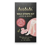 Alhalal, Halal Wax Strips, Hair Removal, leg and body, Sensitive Skin, 10 double sided Strips, 2 Finish Wipes with Rose fragrance vegan and cruelty free (AL-300 ARISHFA)