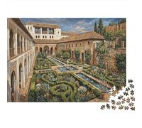 Alhambra 1000 Piece Puzzle Court of The Myrtles for Relaxation First-Time Jigsaw Users Memory Improvement Small Gift Idea 38x26cm/1000pcs