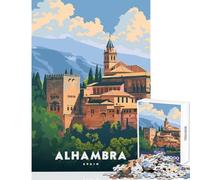 Alhambra Palace Spain for Adults 1000 Piece Puzzle Train Logical Thinking And Problem-solving Relaxing Stress Free Enjoyment (38x26cm)