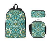 Alhambra Pattern Backpack Set-3-in-1 Travel Bag Lunch Bag Storage Pouch