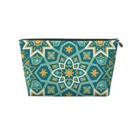 Alhambra Pattern Leather Travel Makeup Bag-Waterproof Cosmetic Pouch