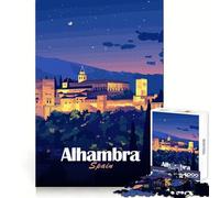 Alhambra, Spain at Night Adult Jigsaw1000 Pieces Memory Power Peaceful Recreation Seamless Fit Perfect Present (38X52CM)