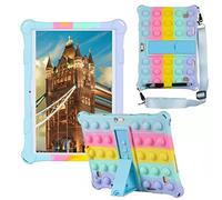 ALHBEJT Tablet Case for Lenovo /Huawei Universal 10.1inch Case Soft Anti-Stress Silicone Case Cover with Stand Lanyard Pen for Lenovo /Huawei Anxiety Relief(Colorful Light Blue)