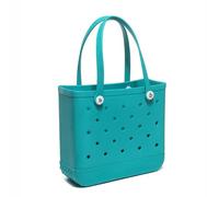 AlHECE School bags Beach Bogg Bag Rubber Waterproof Basket Large Capacity Summer Storage Shoulder Handbag Travel Women Tote Shopping Bags-35X30X12Cm-Peacock Green