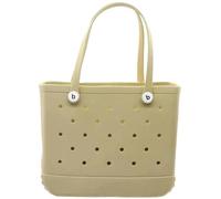 AlHECE School bags Beach Bogg Bag Rubber Waterproof Basket Large Capacity Summer Storage Shoulder Handbag Travel Women Tote Shopping Bags-35X30X12Cm-Khaki