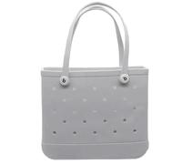 AlHECE School bags Beach Bogg Bag Rubber Waterproof Basket Large Capacity Summer Storage Shoulder Handbag Travel Women Tote Shopping Bags-35X30X12Cm-White