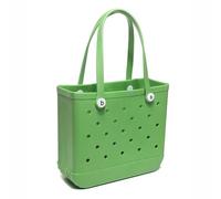 AlHECE School bags Beach Bogg Bag Rubber Waterproof Basket Large Capacity Summer Storage Shoulder Handbag Travel Women Tote Shopping Bags-35X30X12Cm-Green
