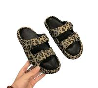 AlHECE Slippers Summer Slippers Women'S Leopard Print Platform Slippers Casual Thick Sole Indoor And Outdoor Sandals Couple Beach Shoes-Black-36