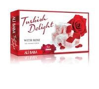 Ali Baba Rose Flavoured Turkish Delight (Gul Aromali Lokum) | Gourmet Sweet Confection with Elegant Packaging | A Lovely Treat and Gift for Special Occasions | 350g