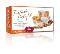 Ali Baba Turkish Delight with Pistachio&Almond&Hazelnut (Karisik Aromali Lokum) | Gourmet Sweet Confection with Elegant Packaging | A Lovely Treat and Gift for Special Occasions | 350g