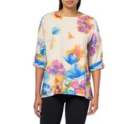 Ali Miles Women's Woven Printed Pull on Tunic Three Quarters Dolman Sleeves with Button Tab Details, Floral Multi, XS