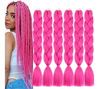 Ali Show Kanekalon Ombre Braiding Hair Extensions, 6 Pieces, Synthetic, Wavy, 24 Inches, Rose, Braids Box Hair