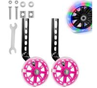 ALI2 Kids Bike Stabilisers for Childs, Bicycle Training Flash Wheels for Kids Compatible with 12 14 16 18 20 Inch Kids' Variable Bicycles & Single-Speed Bikes.(Pink)