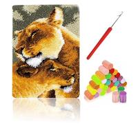 ALI2 Latch Rug for DIY Knotting Set 50×38cm DIY Latch Hook Rug Set Crochet Rug Kit Cross Stitch Set for DIY Crafts, Gifts, Doormat, Decoration Home Carpet Making Canvas Latch Doormat, Leopard
