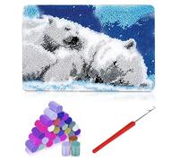 ALI2 Latch Rug for DIY Knotting Set 50×38cm DIY Latch Hook Rug Set Crochet Rug Kit Cross Stitch Set for DIY Crafts, Gifts, Doormat, Decoration Home Carpet Making Canvas Latch Doormat, Polar Bear