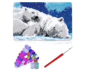 ALI2 Latch Rug for DIY Knotting Set 50×38cm DIY Latch Hook Rug Set Crochet Rug Kit Cross Stitch Set for DIY Crafts, Gifts, Doormat, Decoration Home Carpet Making Canvas Latch Doormat, Polar Bear