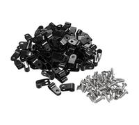 ALI2 Pack of 100 Nylon Type R Cable Clips, Black 1/4 Inch Cable Clips, Cable Holder, Screwable, Cable Management, Cable Clamps for Screwing, Cable Clips with 100 Screws (Black, 1/4 Inch)
