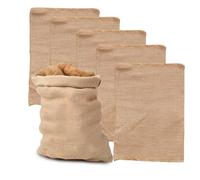 ALI2 Pack of 5 Hessian Large Jute Sacks, Vegetable Potatoes Storage Sack, 50 x 75 cm / 25 Kg Hessian Tearproof Jute Fabric - Strong, Natural and Biodegradable