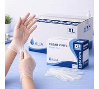 ALIA 1000 x Disposable Clear Vinyl Powder-Free Gloves | Extra Large | | Flexible Comfort | Powder-Free | Clear Vinyl | Easy On/Off | Size Extra Large | Cleaning, Home & Care Tasks | 10 Packs of 100