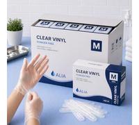 ALIA 1000 x Disposable Clear Vinyl Powder Free Gloves Medium | 10 Packs of 100