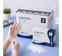ALIA 1000 x Disposable Clear Vinyl Powder-Free Gloves | Size Small | | Soft and Flexible | Powder-Free Comfort | Clear Vinyl | Easy On & Off | Size Small | Cleaning & Care Duties | 10 Packs of 100