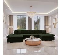 Alia Living Room Sleeper Corner Sofa Polyurethane Foam Wave Spring Wood Frame 360X160X75Cm Green