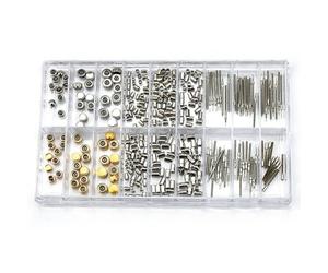 Aliaga Watch Crown Parts Replacement Assorted Dome Flat Head,Handle Tubes, Handle Bushings Watch Accessories Repair Tool Kit