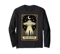 Alians are Real The Believer Tarot Card UFO Alien Abduction Long Sleeve T-Shirt