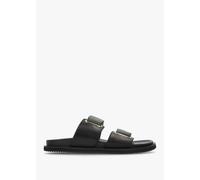 ALIAS MAE Pacey Black & Khaki Leather Two Bar Mules Size: 39, Colour: