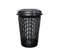 ALIBABA 50L Litre Circular Plastic Laundry Linen Washing Basket Bin Storage Round Hamper With Lid (Black)