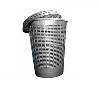 ALIBABA 50L Litre Circular Plastic Laundry Linen Washing Basket Bin Storage Round Hamper With Lid (Silver)