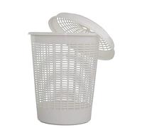 ALIBABA 50L Litre Circular Plastic Laundry Linen Washing Basket Bin Storage Round Hamper With Lid (White)