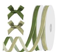 ALIBBON 2 Rolls 3/8 inch x 20 yd Sage Green Velvet Ribbon Light Green Thin Ribbon Assorted Solid Ribbons for Gift Wrapping Sewing Bows Crafts Wedding Birthday Party Spring Easter Christmas Decorations
