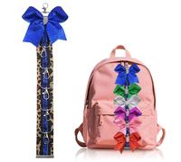 ALIBBON Cheer Bow Holder Glitter Leopard Print Hair Bow Holder Cheer Keychain for Cheerleading Backpack, Royal Blue, Modern