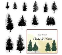 ALIBBON Clear Stamps Set, 12 Trees Silicone Stamps for Card Making, Nature Woods Transparent Stamps for Crafting and DIY Scrapbooking