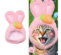 ALIBBON Easter Cat Hat Cute Bunny Rabbit Hat with Ears Carrot Easter Pet Costume for Cats Small Dogs Puppy Cat Costume for Easter Party Adjustable Bunny Cap Rabbit Headwear for Easter Cosplay Supplies