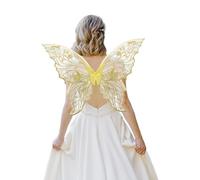 ALIBBON Fairy Wings Gold Yellow Transparent Fairy Wings Costume for Women, Spring Summer Butterfly Wings Princess Angel Elf Dress Up Accessories for Halloween Party Cosplay Costume Holiday Decorations
