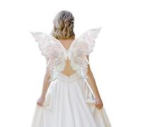 ALIBBON Fairy Wings Silver White Transparent Fairy Wings Costume for Women, Spring Summer Butterfly Wings Princess Angel Elf Dress Up Accessories for Halloween Party Cosplay Costume Holiday Decoration