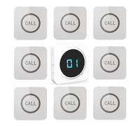 ALIBELL Restaurant Pager System Food Buzzer System for Restaurants/Hotel/Cafe/Bar/Hamburger Joints to Call Waiters 8 Waterproof Call Buttons 1 Number Display Receiver 31 Chimes & 0-100dB Volume