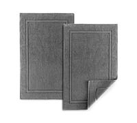 ALIBI Bath Mat Floor Towel Set | 2 Pack of Super Soft & Absorbent Luxury Cotton Towels | Hotel, Spa, Shower & Bathroom Step Out of Tub Floor Mats [NOT a Bathroom Rug] |Machine Washable - Grey 22 X 34
