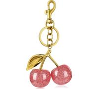 ALIBRAHIM 18K Gold Cherry Car Keychain - Backpacks Wallets Bags Keyring for Women - Cute Keychain Shiny Metal Charm with Key Ring and Clip Purse Accessory