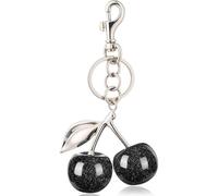 ALIBRAHIM 18K Gold Cherry Car Keychain - Backpacks Wallets Bags Keyring for Women - Cute Keychain Shiny Metal Charm with Key Ring and Clip Purse Accessory