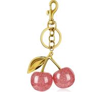 ALIBRAHIM 18K Gold Cherry Car Keychain - Backpacks Wallets Bags Keyring for Women - Cute Keychain Shiny Metal Charm with Key Ring and Clip Purse Accessory