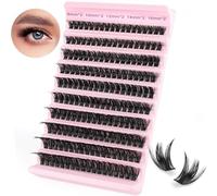 ALIBRAHIM Individual Eyelashes Wispy Lash Clusters Kit Mix 8-16mm, 200 Pcs D Curl Russian Lash Extensions DIY Waterproof Eyelash, 80D For Beginners Natural at Home Reusable