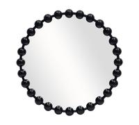 ALIBudda Round Black Mirror 24'', Spherical Frame Round Beaded Mirror for Wall Decor Large Circle Mirror for Bathroom, Dining Roon, Bed Room, Entryway