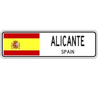 Alicante, Spain Street Sign Spaniard Flag City Country Road Wall Gift Street Sign 4x16 inches